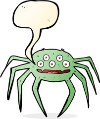 cartoon halloween spider with speech bubble