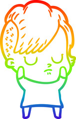 rainbow gradient line drawing cartoon woman