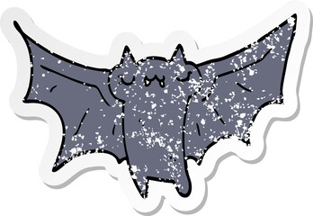 distressed sticker of a cute cartoon halloween bat
