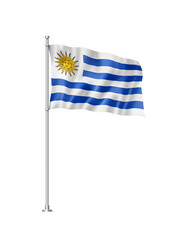 Uruguaian flag isolated on white