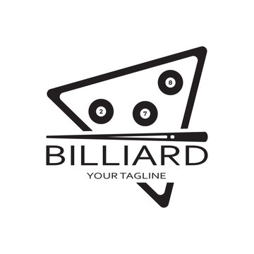 simple billiards logo template illustration with billiard balls and sticks,design for billiards booth,billiards business,bills competition,mobile billiards game,app,badge,billiards sport,vector