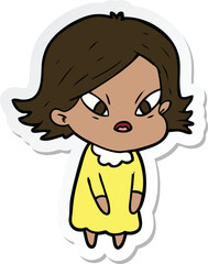 sticker of a cartoon stressed woman