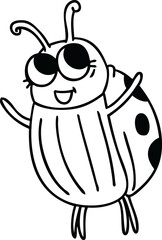 quirky line drawing cartoon ladybird