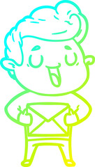 cold gradient line drawing happy cartoon man