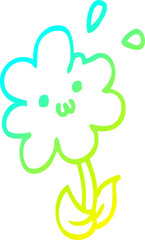 cold gradient line drawing cartoon flower