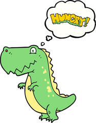 thought bubble cartoon hungry dinosaur