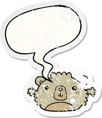 funny cartoon bear and speech bubble distressed sticker