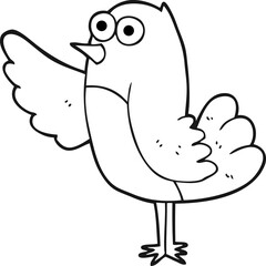 black and white cartoon bird