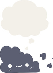 cute cartoon cloud and thought bubble in retro style