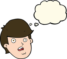 cartoon man with big chin with thought bubble