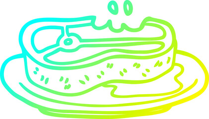 cold gradient line drawing cartoon well cooked meat