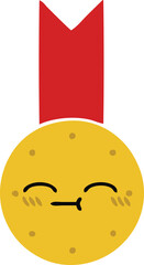 flat color retro cartoon gold medal