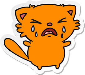 sticker cartoon of cute kawaii crying cat