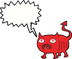 cartoon little imp with speech bubble