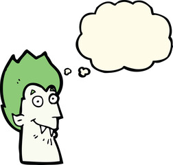 cartoon vampire head with thought bubble