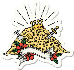 sticker of tattoo style pile of gold