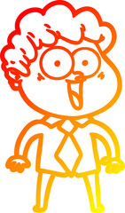 warm gradient line drawing cartoon happy man