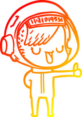 warm gradient line drawing cartoon astronaut woman