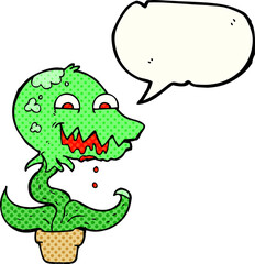 comic book speech bubble cartoon monster plant