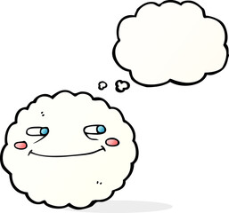 cartoon happy cloud with thought bubble