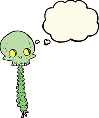 spooky cartoon sull and spine with thought bubble