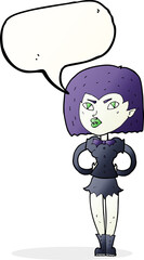 cartoon vampire girl with speech bubble