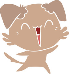 happy little dog flat color style cartoon