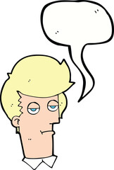 cartoon bored man with speech bubble
