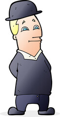cartoon man wearing bowler hat
