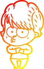 warm gradient line drawing cartoon woman