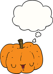 cartoon pumpkin and thought bubble
