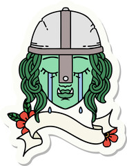 crying orc fighter character face sticker