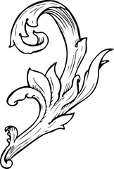 traditional hand drawn floral swirl