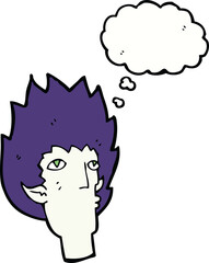 cartoon vampire face with thought bubble