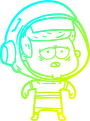 cold gradient line drawing cartoon tired astronaut