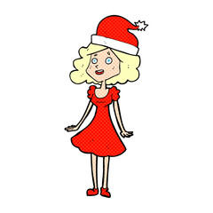 cartoon woman dressed for christmas