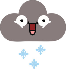 flat color retro cartoon storm snow cloud