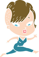 flat color style cartoon surprised girl