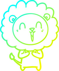 cold gradient line drawing laughing lion cartoon
