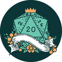 natural twenty D20 dice roll icon