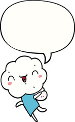 cute cartoon cloud head creature and speech bubble