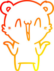 warm gradient line drawing happy bear cartoon