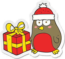 sticker of a cartoon christmas robin