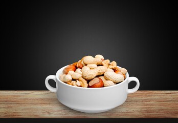 Flying dried tasty healthy nuts mix
