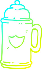 cold gradient line drawing cartoon golden tankard