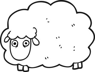 black and white cartoon farting sheep