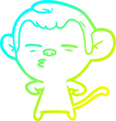 cold gradient line drawing cartoon suspicious monkey
