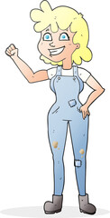cartoon determined woman clenching fist