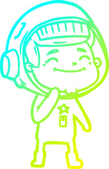 cold gradient line drawing happy cartoon astronaut