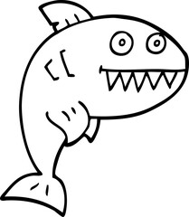line drawing cartoon deadly shark